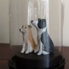 Sculpture par artiste de 2 chiens en papier mâché. Sculpture chien border collie.