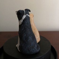 Sculpture de 2 chiens en papier mâché. Sculpture chien border collie.
