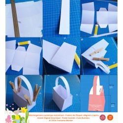 Pas à pas en image du montage des paniers  de Pâques "Mignons lapins" de la grande taille.
