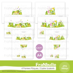 Vue de l'ensemble des 6 fichiers permettant de réaliser des paniers de Pâques en papier.