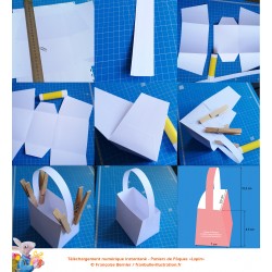 Step-by-step pictures showing how to assemble the large ‘Easter Bunny’ baskets.