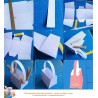 Step-by-step pictures showing how to assemble the large ‘Easter Bunny’ baskets.