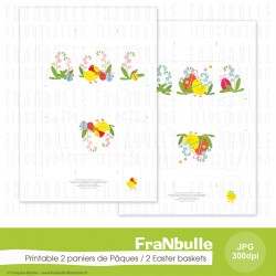 Présentation des pages permettant de fabriquer les petits paniers de Pâques en papier.