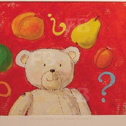 Illustration ours peinture encadrée "pêche pomme poire"
