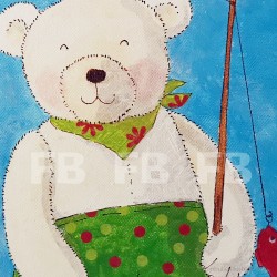 Tableau pour enfant "Ours et poisson rouge"