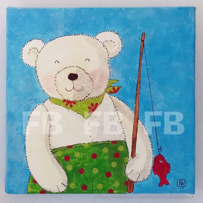Tableau pour enfant "Ours et poisson rouge"