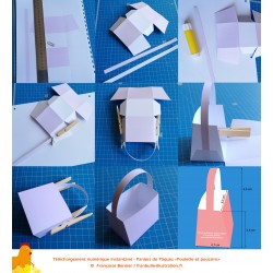 Printable DIY Easter small baskets with hen and chicks motif