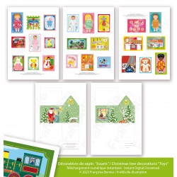 Printable kit DIY pour fabriquer décoration de sapin et Boite forme maison   "la Maison du Père Noël"