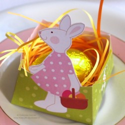 Printable small candy baskets "White rabbits" Easter table decoration