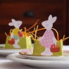 Contenant pour confiseries de Pâques décor lapin à poser dans assiette.