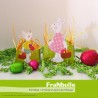 Comparaison des 2 tailles des contenants pour confiseries de Pâques décor lapin.