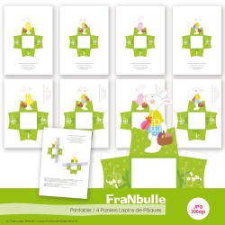 Printable small candy baskets "White rabbits" Easter table decoration