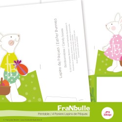 Printable small candy baskets "White rabbits" Easter table decoration