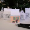 Advent calendar village to colour in. Large boxes.