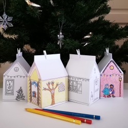 Advent calendar village to colour in. Large boxes.