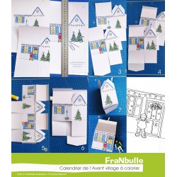 Advent calendar village to colour in. Large boxes.