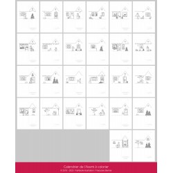 Advent calendar village to colour in. Large boxes.