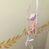 Decorative pink mobile with circus mouse made of papier-mâché